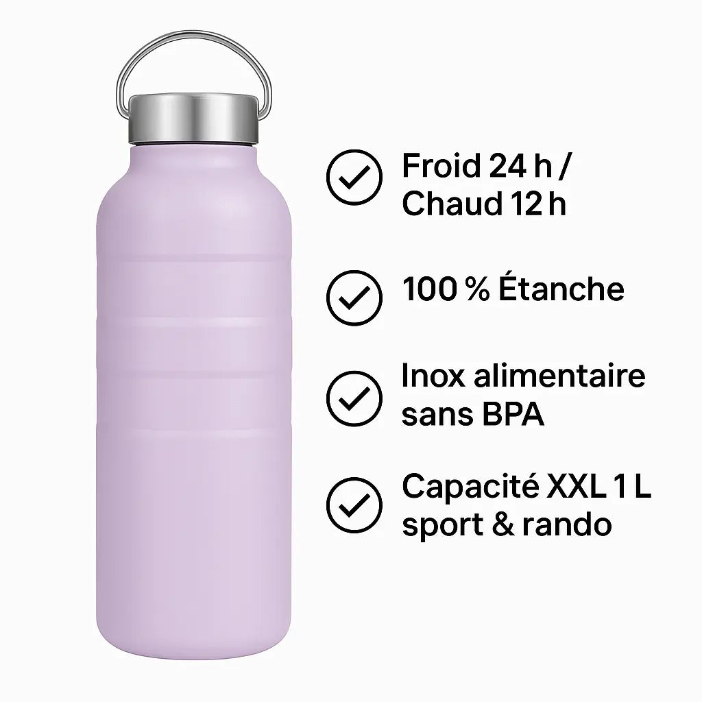 Gourde isotherme sport 1 L – inox robuste & étanche gourde isotherme