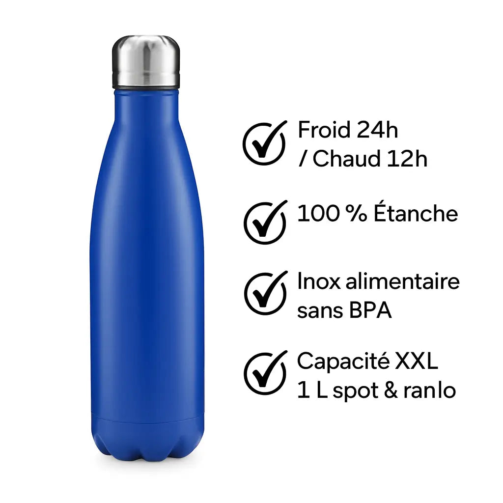 Gourde isotherme sport 1 L – inox bleu vert & étanche gourde isotherme