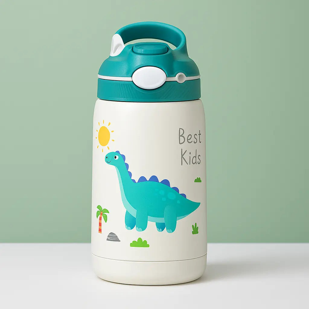 Gourde isotherme enfant 400 ml – gris & bouchon vert gourde isotherme