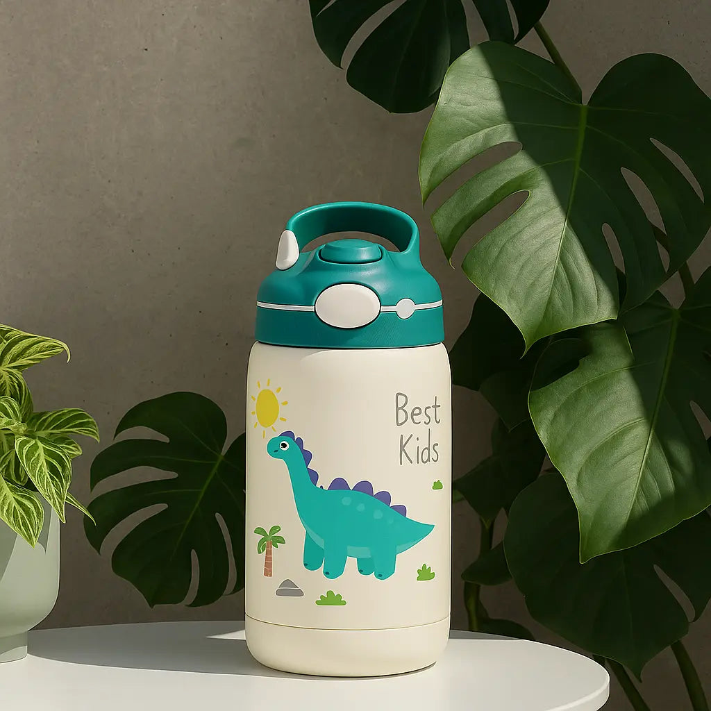 Gourde isotherme enfant 400 ml – gris & bouchon vert gourde isotherme