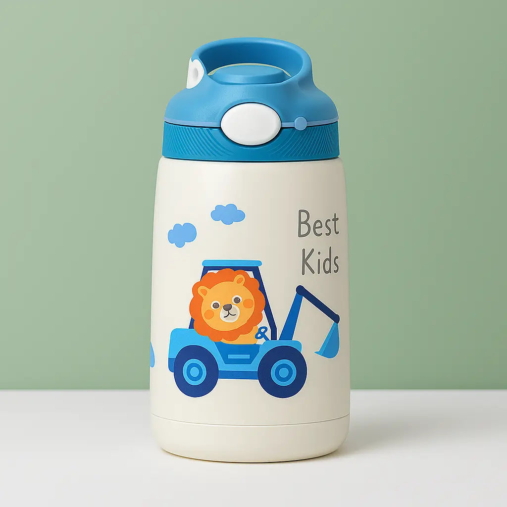 Gourde isotherme enfant 400 ml – gris & bouchon vert gourde isotherme