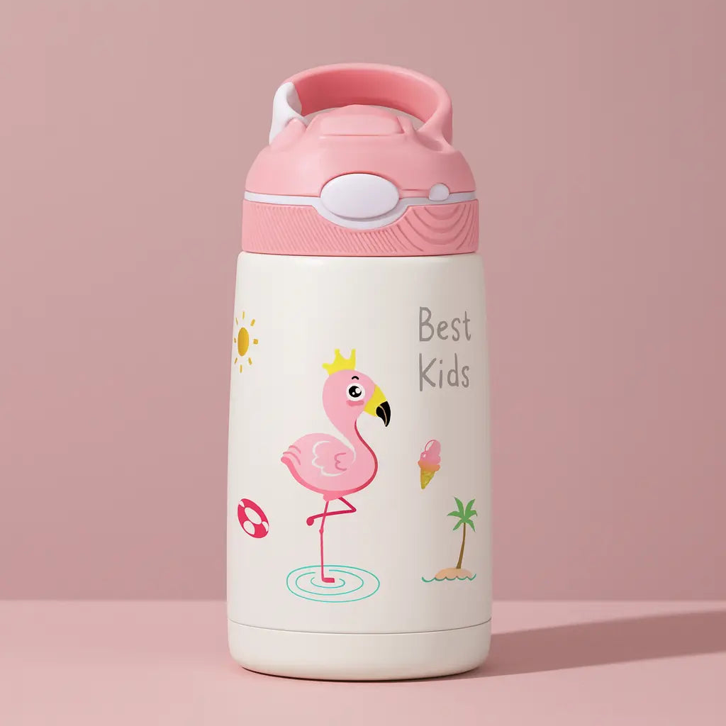 Gourde isotherme enfant 400 ml – gris & bouchon vert gourde isotherme