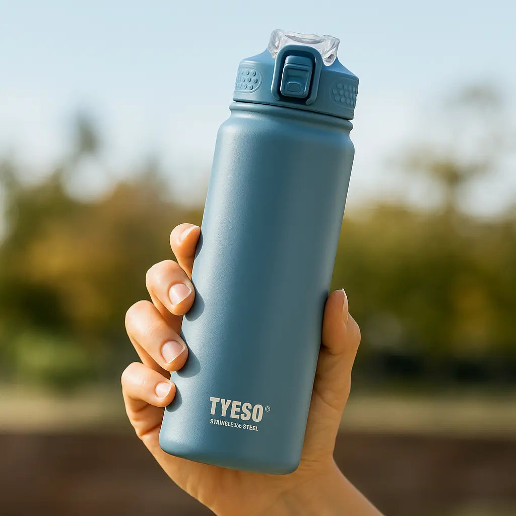 Gourde isotherme 750 ml – bleue, avec paille intégrée gourde isotherme