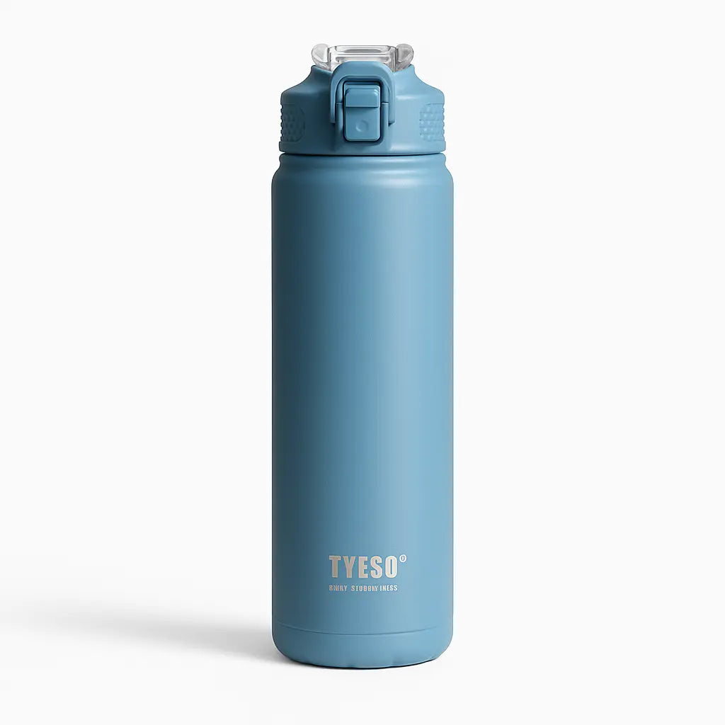 Gourde isotherme 750 ml – bleue, avec paille intégrée gourde isotherme